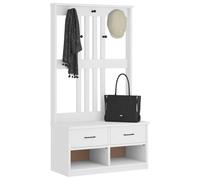 WSJHUHK Bancs de maison, bancs de rangement et d'entrée, Hall Tree SANDENS Blanc 87 x 40 x 159,5 cm Bois massif Pin
