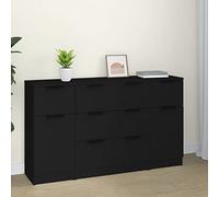 WSJHUHK Home-Armoires et rangement, buffets et buffets, ensemble de 3 pièces en bois d'ingénierie noir