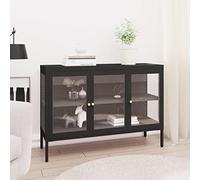 WSJHUHK Meubles, armoires et rangement, buffets et buffets, buffet noir, 105 x 35 x 70 cm, acier et verre