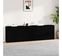 WSJHUHK Meubles, armoires et rangement, buffets et buffets, buffets 3 pièces en bois noir
