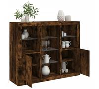 WSJHUHK Meubles, armoires et rangement, buffets et buffets, buffets avec lumières LED 3 pièces en chêne fumé