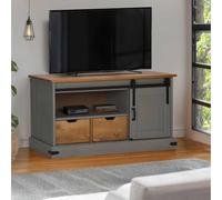WSJHUHK Meubles, centres de divertissement et supports TV, meuble TV Halden avec porte coulissante Gris 110 x 40 x 60 cm en bois massif