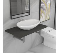 WSJHUHK Meubles, ensembles de meubles, ensembles de meubles de salle de bain, ensemble de meubles de salle de bain deux pièces en céramique gris