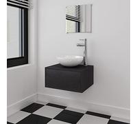 WSJHUHK Meubles, ensembles de meubles, ensembles de meubles de salle de bain, trois pièces meubles de salle de bain et lavabo noir