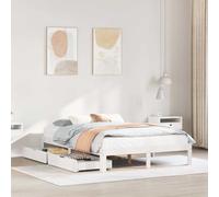 WSJHUHK Meubles, lits et accessoires, lits et cadres de lit, cadre de lit avec tiroirs sans matelas, blanc, 150 x 200 cm, King Size