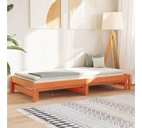 WSJHUHK Meubles, lits et accessoires, lits et cadres de lit, lit gigogne avec matelas sans matelas, marron ciré, 80 x 200 cm