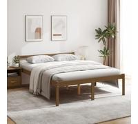 WSJHUHK Meubles, lits et accessoires, lits et cadres de lit, lit senior sans matelas marron miel 150 x 200 cm King Size