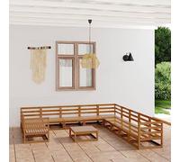 WSJHUHK Meubles, meubles d'extérieur, ensembles de meubles d'extérieur, ensemble de salon de jardin 12 pièces en pin massif
