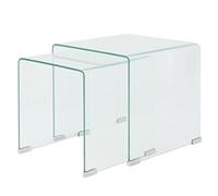 WSJHUHK Meubles, tables, tables d'appoint, tables basses, ensemble de tables gigognes en verre trempé transparent