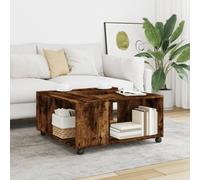 WSJHUHK Meubles, tables, tables d'appoint, tables basses, table basse en chêne fumé 80 x 80 x 40 cm