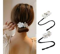 WsjiaboFux Lot de 2 pinces à cheveux avec fleurs brillantes pour chignon - Accessoires longs et épais pour femmes et filles