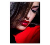 WSJIJY Impression sur Toile Affiche d'art De Salon De Beauté avec Lèvres Rouges, Peinture sur Toile, Images De Beauté, Maquillage, Cils, Manucure, Décoration De Chambre Nordique, 15 X 20 Cm, sans Cad