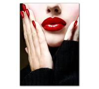 WSJIJY Impression sur Toile Affiche d'art De Salon De Beauté avec Lèvres Rouges, Peinture sur Toile, Images De Beauté, Maquillage, Cils, Manucure, Décoration De Chambre Nordique, 21 X 30 Cm, sans Cad