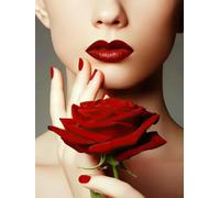 WSJIJY Impression sur Toile Affiche d'art De Salon De Beauté avec Lèvres Rouges, Peinture sur Toile, Images De Beauté, Maquillage, Cils, Manucure, Décoration De Chambre Nordique, 21 X 30 Cm, sans Cad