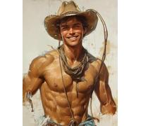 WSJIJY Impression sur Toile Affiche De Portrait De Cow-Boy Occidental Nordique Beau Modèle Illustration Peintures sur Toile Art Mural Décoration D'Intérieur 70 X 100 Cm San