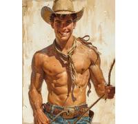WSJIJY Impression sur Toile Affiche De Portrait De Cow-Boy Occidental Nordique Beau Modèle Illustration Peintures sur Toile Art Mural Décoration D'Intérieur 30 X 45 Cm sans