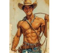 WSJIJY Impression sur Toile Affiche De Portrait De Cow-Boy Occidental Nordique Illustration De Modèle Peintures sur Toile Art Mural Décoration D'Intérieur 45 X 60 Cm sans C