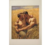 WSJIJY Impression sur Toile Affiche Murale Représentant Un Homme Musclé Un Gay Un Baiser Une Promenade en Forêt Peinture sur Toile Décoration D'Intérieur 21 X 30 Cm sans