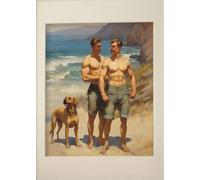 WSJIJY Impression sur Toile Affiche Murale Représentant Un Homme Musclé Un Gay Un Baiser Une Promenade en Forêt Peinture sur Toile Décoration D'Intérieur 15 X 20 Cm sans