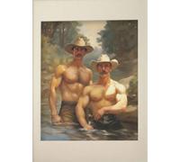 WSJIJY Impression sur Toile Affiche Murale Représentant Un Homme Musclé Un Gay Un Baiser Une Promenade en Forêt Peinture sur Toile Décoration D'Intérieur 45 X 60 Cm sans