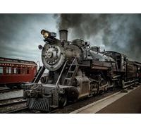 WSJIJY Impression sur Toile Affiche Rétro Nordique Locomotive À Vapeur Noir Et Blanc Toile Chambre d'enfant Mobilier De Maison Train Rouge Voie Ferrée 30X45Cm sans Cadre