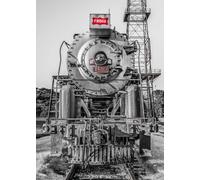WSJIJY Impression sur Toile Affiche Rétro Nordique Locomotive À Vapeur Noir Et Blanc Toile Chambre d'enfant Mobilier De Maison Train Rouge Voie Ferrée 50X70Cm sans Cadre