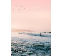 WSJIJY Impression sur Toile Affiche sur Toile Représentant Un Paysage D'Été des Vagues des Vagues des Palmiers Et Une Vue sur La Mer Décoration Murale 70 X 100 Cm sans Cad