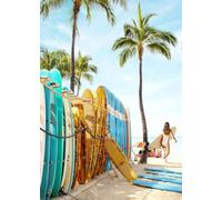WSJIJY Impression sur Toile Affiche sur Toile Représentant Un Paysage D'Été des Vagues des Vagues des Palmiers Et Une Vue sur La Mer Décoration Murale 70 X 100 Cm sans Cad