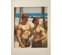 WSJIJY Impression sur Toile Affiche Vintage Représentant Un Homme Musclé Baiser Gay Promenade en Forêt Art Mural Peinture sur Toile Décoration D'Intérieur 60 X 90 Cm sans