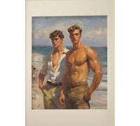 WSJIJY Impression sur Toile Affiche Vintage Représentant Un Homme Musclé Baiser Gay Promenade en Forêt Art Mural Peinture sur Toile Décoration D'Intérieur 70 X 100 Cm San