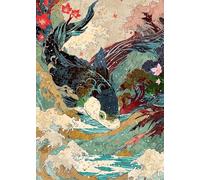 WSJIJY Impression sur Toile Affiches Et Impressions Japonaises Représentant Une Grue Et Un Dragon Peintures sur Toile Art Mural Décoration D'Intérieur 70 X 100 Cm sans Cadr