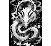 WSJIJY Impression sur Toile Affiches Et Impressions Japonaises Représentant Une Grue Et Un Dragon Peintures sur Toile Art Mural Décoration D'Intérieur 21 X 30 Cm sans Cadre