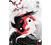 WSJIJY Impression sur Toile Affiches Murales Japonaises Représentant des Poissons Koï, Yin Yang Et La Grande Vague - Peintures Classiques, Décoration De Chambre, 50 X 70 Cm, sans Cadre