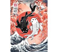 WSJIJY Impression sur Toile Affiches Murales Japonaises Représentant des Poissons Koï, Yin Yang Et La Grande Vague - Peintures Classiques, Décoration De Chambre, 70 X 100 Cm, sans Cadre