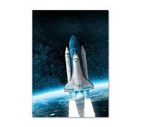 WSJIJY Impression sur Toile Astronaut Rocket Planet Wall Art Mural Canvas Painting Astronomy Posters and Prints Pictures Living Room Home Decor Gift 60X90Cm No Frame