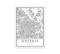 WSJIJY Impression sur Toile Brésil Sao Paulo Ville Carte Routière Affiches Et Impressions Noir Blanc Minimaliste Art Mural Peinture sur Toile Moderne Bureau Décor 15X20Cm sans Cadre