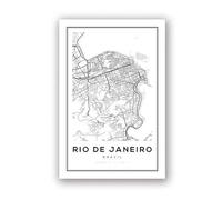 WSJIJY Impression sur Toile Brésil Sao Paulo Ville Carte Routière Affiches Et Impressions Noir Blanc Minimaliste Art Mural Peinture sur Toile Moderne Bureau Décor 15X20Cm sans Cadre