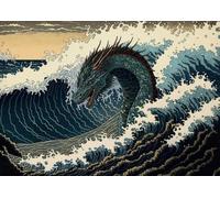 WSJIJY Impression sur Toile Grue Japonaise Aigle Armure Bleue Samouraï Temple Affiche Impression Murale Art Tableaux Toile Peinture Salon Chambre Décoration D’Intérieur 70X100Cm Aucun