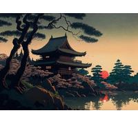 WSJIJY Impression sur Toile Grue Japonaise Aigle Armure Bleue Samouraï Temple Affiche Impression Murale Art Photos Toile Peinture Salon Chambre À Coucher Décoration Intérieure 21X30Cm