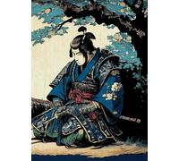 WSJIJY Impression sur Toile Grue Japonaise Aigle Armure Bleue Samouraï Temple Affiche Impression Murale Art Tableaux Toile Peinture Salon Chambre Chambre Décor 30X45Cm sans Cadre