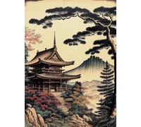 WSJIJY Impression sur Toile Grue Japonaise Aigle Armure Bleue Samouraï Temple Affiche Impression Murale Art Tableaux Toile Peinture Salon Chambre Décor 45X60Cm sans Cadre