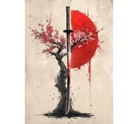 WSJIJY Impression sur Toile Japon Paysage Samouraï Geisha Bonsaï Torii Porte Sakura Art Affiche Toile Peinture Impressions Murales Photo pour Chambre Décoration Intérieure 30X45Cm San