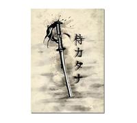 WSJIJY Impression sur Toile Japonais Noir Samouraï Sakura Guerrier Coucher De Soleil Art Peinture Murale Toile Affiches Et Impressions Salon Décoration Intérieure Photos 70X100Cm sans