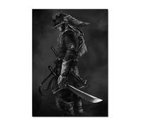 WSJIJY Impression sur Toile Japonais Noir Samouraï Sakura Guerrier Coucher De Soleil Art Peinture Murale Toile Posters Et Impressions Salon Décoration Intérieure Photos 15X20Cm sans Ca