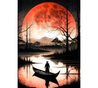 WSJIJY Impression sur Toile Japonais Samouraï Classique Guerrier Rouge Soleil Affiches Impressions Peinture sur Toile Art Mural Photo Salon Décoration Intérieure 70X100Cm sans Cadre