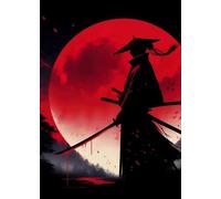 WSJIJY Impression sur Toile Japonais Samouraï Guerrier Classique Soleil Rouge Affiches Impressions Peinture sur Toile Art Mural Photo Salon Décoration D’Intérieur 30X45Cm sans Cadre