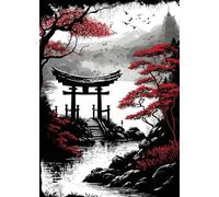 WSJIJY Impression sur Toile Japonais Samouraï Guerrier Classique Soleil Rouge Affiches Impressions Peinture Murale Art Mural Photo Salon Décoration Maison 50X70Cm sans Cadre