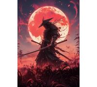 WSJIJY Impression sur Toile Japonais Samouraï Guerrier Classique Soleil Rouge Affiches Impressions Peinture Peinture Murale Art Mural Photo Salon Décoration Maison 15X20Cm sans Cadre