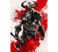 WSJIJY Impression sur Toile Mythologie Nordique Guerre Guerrier Bête Divine Impressions Affiches Maison Vintage Salon Décor Esthétique Art Mural Toile Peinture 50X70Cm sans Cadre