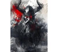 WSJIJY Impression sur Toile Mythologie Nordique Guerre Guerrier Bête Divine Impressions Affiches Vintage Maison Salon Décor Esthétique Art Mural Toile Peinture 45X60Cm sans Cadre